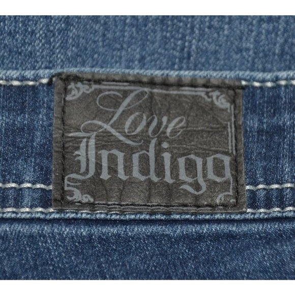 Love Indigo Straight Leg Embroidered Denim Blue Jeans Plus Size 22W Stretch - Picture 7 of 10